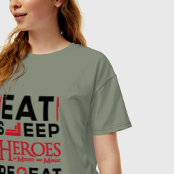 Женская футболка хлопок Oversize Надпись: Eat Sleep Heroes of Might and Magic Repeat - фото 2