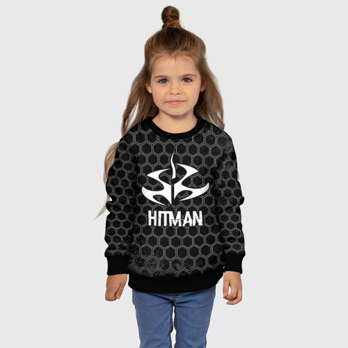 Детский свитшот 3D Hitman Glitch на темном фоне - фото 7