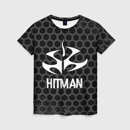 Женская футболка 3D Hitman Glitch на темном фоне, цвет 3D печать