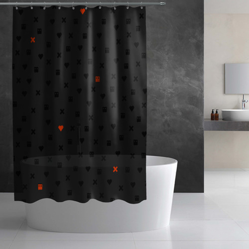 Штора 3D для ванной Love Death and Robots black pattern - фото 2