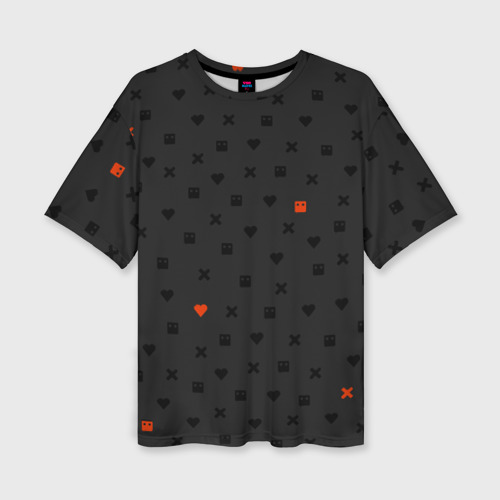 Женская футболка oversize 3D Love Death and Robots black pattern, цвет 3D печать