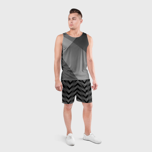 Мужские шорты спортивные с принтом Геометрический черно-белый узор Арт Деко, вид сбоку #3