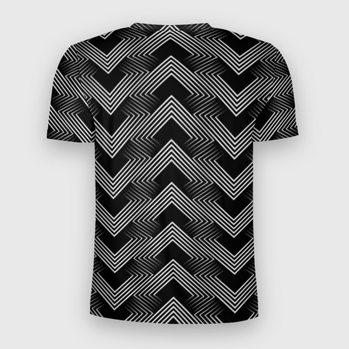 Мужская футболка 3D Slim с принтом Геометрический черно-белый узор Арт Деко, вид сзади #1