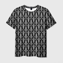 Мужская футболка 3D Черно-белый современный модный узор листья
