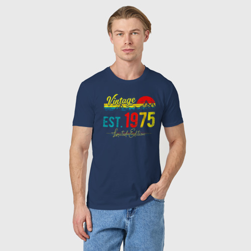 Мужская футболка хлопок Vintage est 1975 Limited Edition, цвет темно-синий - фото 3