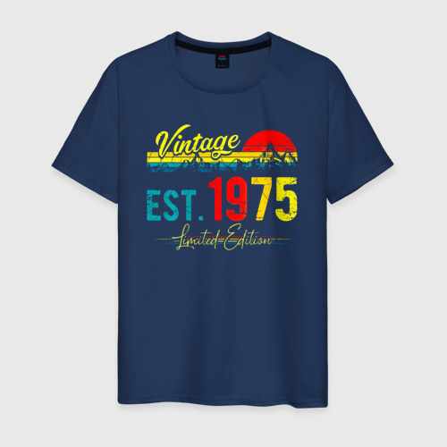 Мужская футболка хлопок Vintage est 1975 Limited Edition, цвет темно-синий