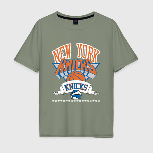Мужская футболка хлопок Oversize с принтом New York Knicks NBA, вид спереди #2