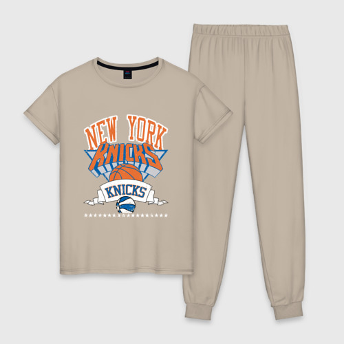 Женская пижама хлопок New York Knicks NBA, цвет миндальный