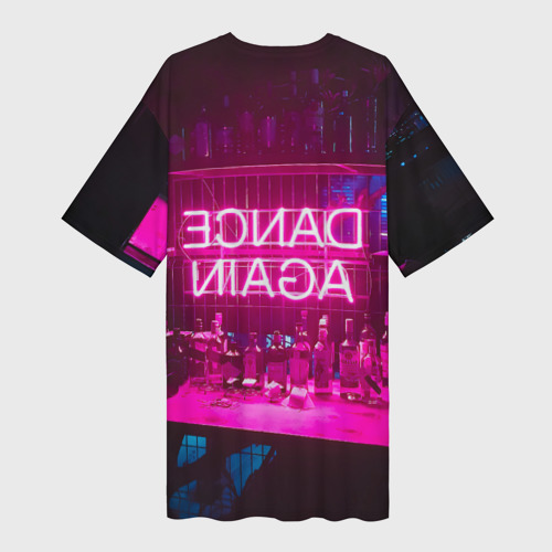 Платье-футболка 3D Неоновый бар - Танцуй снова, цвет 3D печать - фото 2