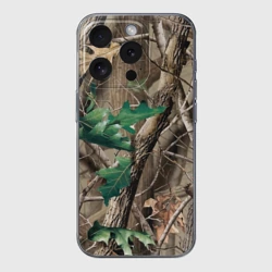 Чехол для iPhone 15 Pro силиконовый с защитой камеры Камуфляж лесной