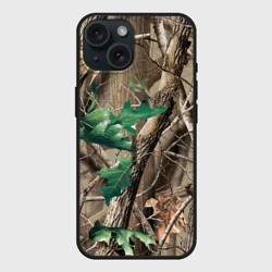 Чехол силиконовый для Apple iPhone 15 матовый Камуфляж лесной