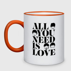 Кружка двухцветная All you Need is love the Beatles