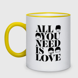 Кружка двухцветная All you Need is love the Beatles