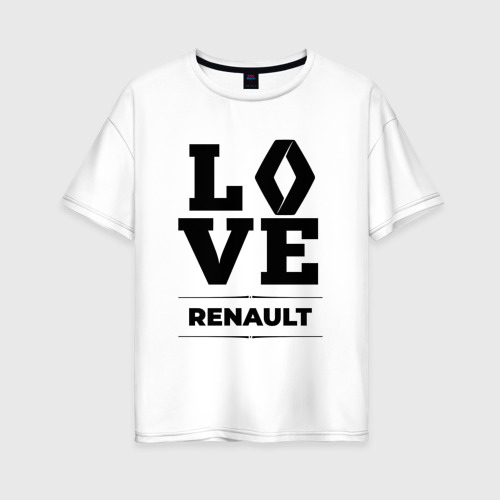 Женская футболка хлопок Oversize с принтом Renault Love Classic, вид спереди #2
