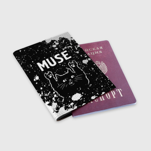 Обложка для паспорта матовая кожа Группа Muse и Рок Кот, цвет пыльно-розовый - фото 3