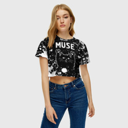 Женская футболка Crop-top 3D Группа Muse и Рок Кот - фото 2