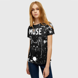 Женская футболка 3D Группа Muse и Рок Кот - фото 2