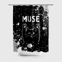 Штора 3D для ванной Группа Muse и Рок Кот