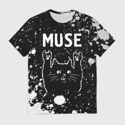 Мужская футболка 3D Группа Muse и Рок Кот