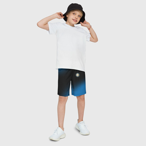 Детские спортивные шорты 3D с принтом Inter / абстракция, фото на моделе #1