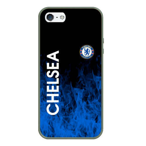 Чехол для iPhone 5/5S матовый Chelsea пламя, цвет темно-зеленый