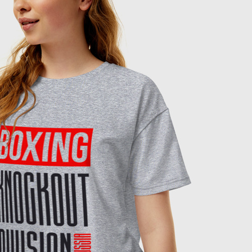 Женская футболка хлопок Oversize с принтом Boxing knockout division, фото на моделе #1