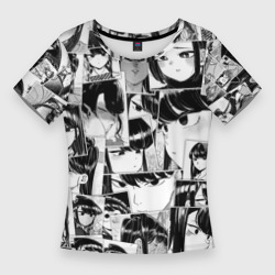 Женская футболка 3D Slim Komi san pattern У Коми проблемы с общением