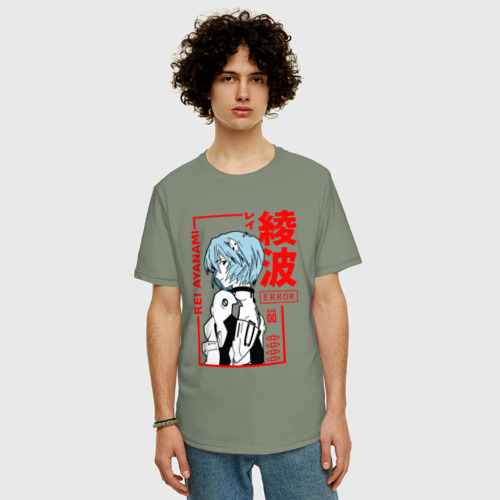 Мужская футболка хлопок Oversize с принтом Рей Аянами | ПИЛОТЫ ЕВЫ 00, фото на моделе #1