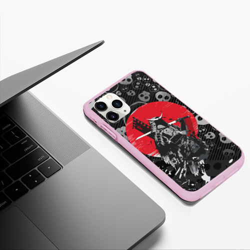 Чехол для iPhone 11 Pro Max матовый Призрак Цусимы Самурай Красное солнце Япония, цвет розовый - фото 5