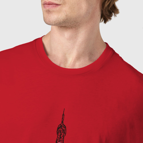 Мужская футболка хлопок Эйфелева башня и роза, цвет красный - фото 6