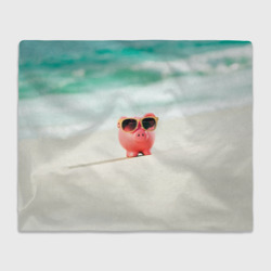 Плед 3D Свинка на пляже в очках