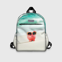 Детский рюкзак 3D Свинка на пляже в очках