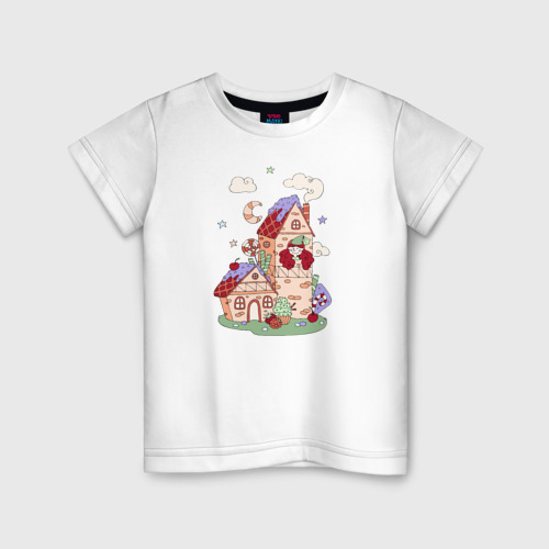 Детская футболка хлопок Сказочный замок с принцессой, цвет белый