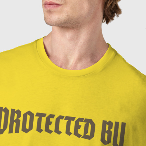 Мужская футболка хлопок Protected by the power of Odin, цвет желтый - фото 6