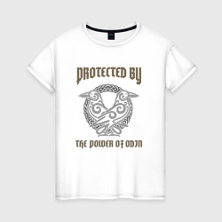 Женская футболка хлопок Protected by the power of Odin