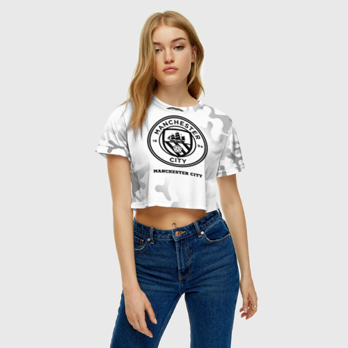 Женская футболка Crop-top 3D Manchester City Sport на светлом фоне, цвет 3D печать - фото 3