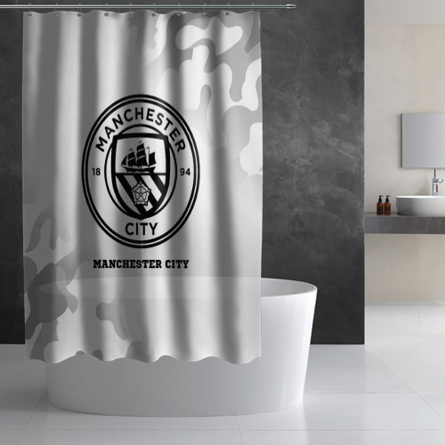 Штора 3D для ванной Manchester City Sport на светлом фоне - фото 3