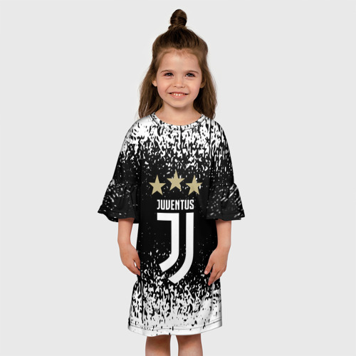 Детское платье 3D с принтом Ювентус / былые брызги, вид сбоку #3