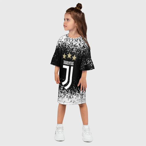 Детское платье 3D с принтом Ювентус / былые брызги, фото на моделе #1