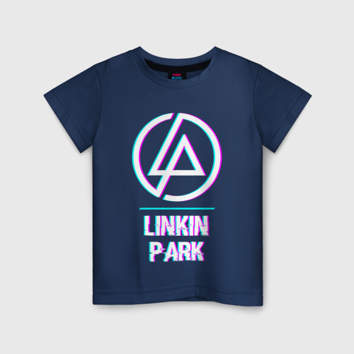 Детская светящаяся футболка с принтом Linkin Park Glitch Rock, вид спереди #2