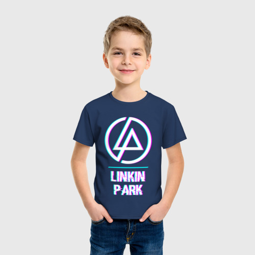 Детская светящаяся футболка с принтом Linkin Park Glitch Rock, фото на моделе #1