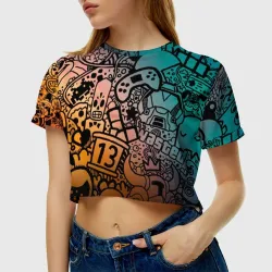 Женская футболка Crop-top 3D Life is gaming - фото 2