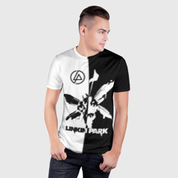 Мужская футболка 3D Slim Linkin Park логотип черно-белый - фото 2