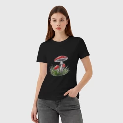 Женская футболка хлопок Мухоморы в траве - фото 2
