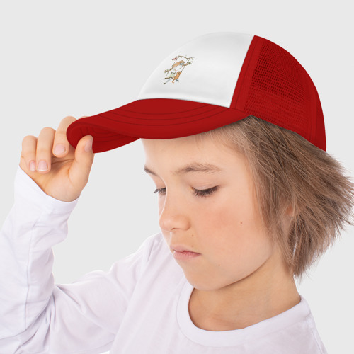 Детская кепка тракер Милая девочка на качелях, цвет красный - фото 3