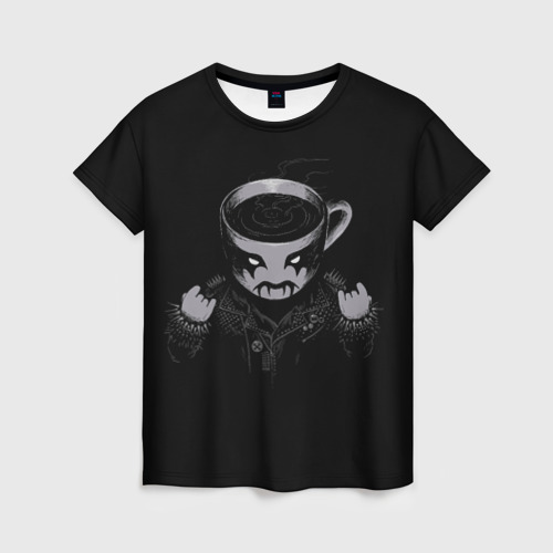Женская футболка 3D Black Metal Coffee, цвет 3D печать