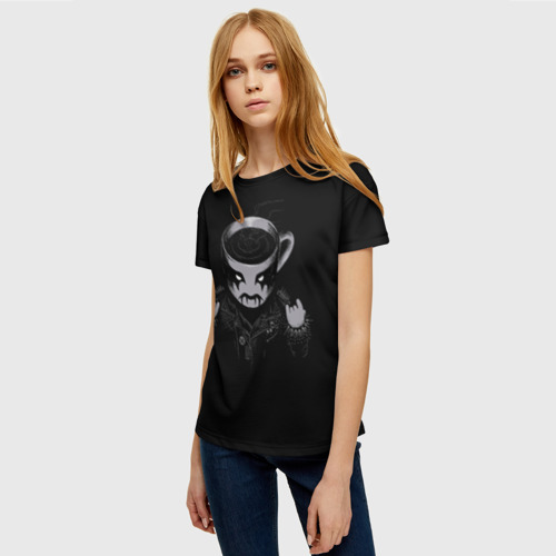 Женская футболка 3D Black Metal Coffee, цвет 3D печать - фото 3