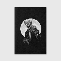 Обложка для паспорта матовая кожа Скелет скрипач под полной луной