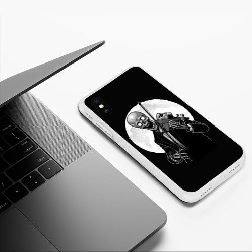 Чехол для iPhone XS Max матовый с принтом Скелет скрипач под полной луной, фото #5