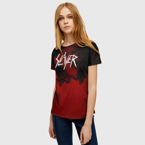 Женская футболка 3D с принтом World Painted Blood - Slayer, фото на моделе #1